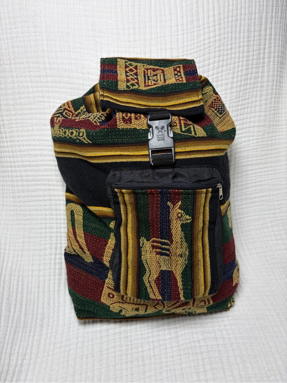 VTG World Team Tennis Peruvian Woven Llama Roomy Backpack Boho Rucksack unisex